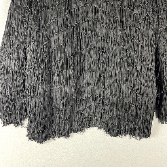 Anthropologie Vanessa Virginia Jacket Womens XS Black Fringe Whimsigoth Flapper - Picture 14 of 16